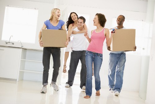 Office relocation planning in Shoreditch with movers preparing equipment