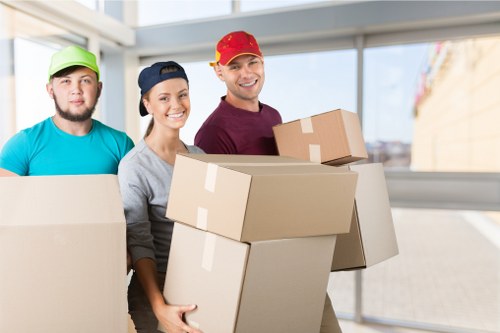 Professional removal van and moving team in Shoreditch street