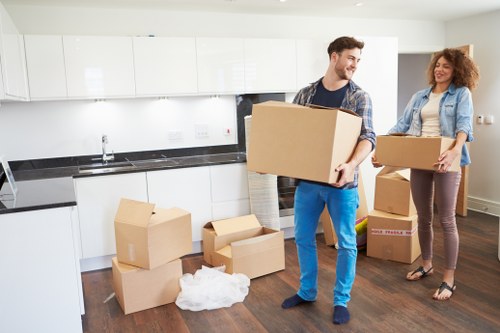 Office relocation items prepared for transport in Shoreditch