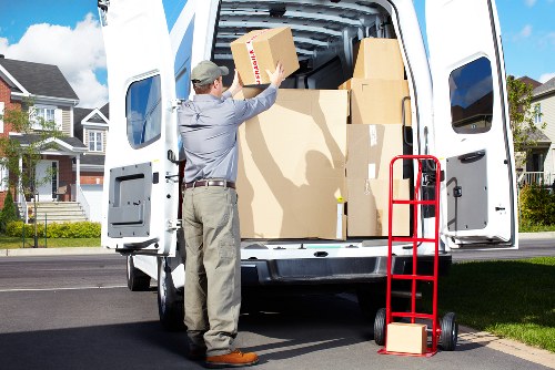 Boxes and furniture prepared for student removals in Shoreditch