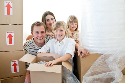 Packed boxes and home move preparation in East London